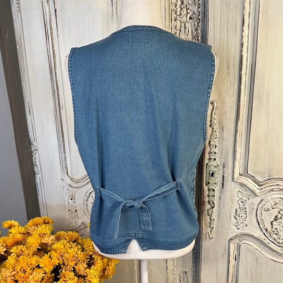 Vintage Shaver Lake Unique Blue Denim Vest with Intricate Cutouts - Picture 7 of 9